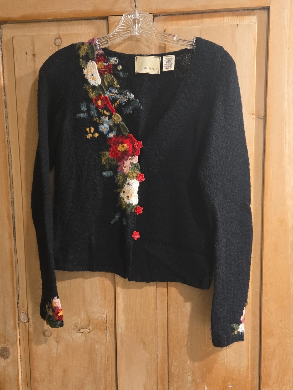 Guinevere Black Floral V-Neck Cardigan